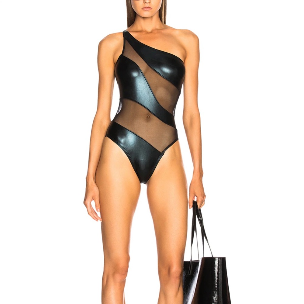 Norma Kamali Snake Mesh Black Mio One-Piece Swimsuit Size S